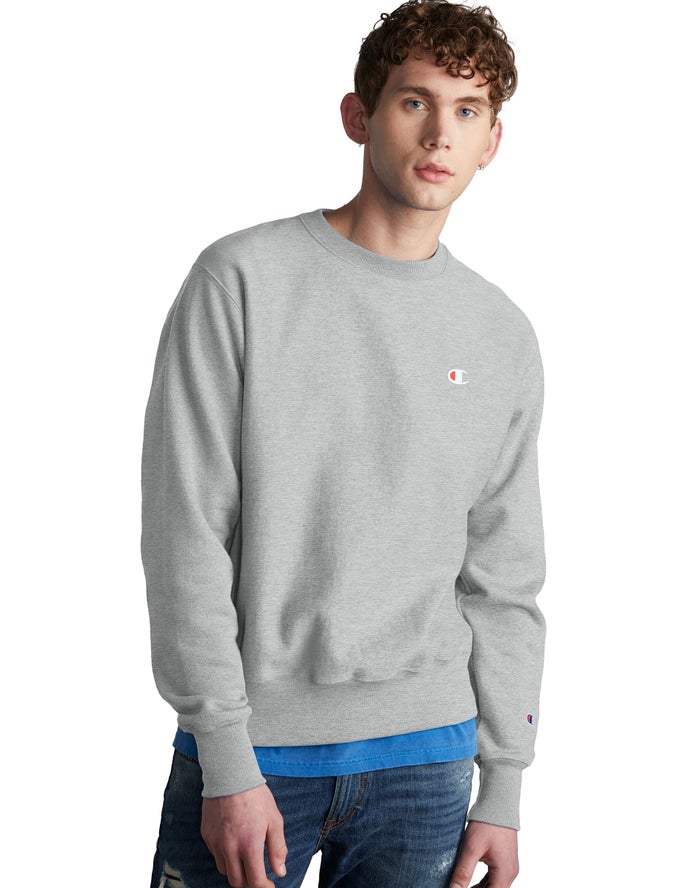 Champion Reverse Weave Crew Erkek Sweatshirt Gri ( WIYZEK293 )